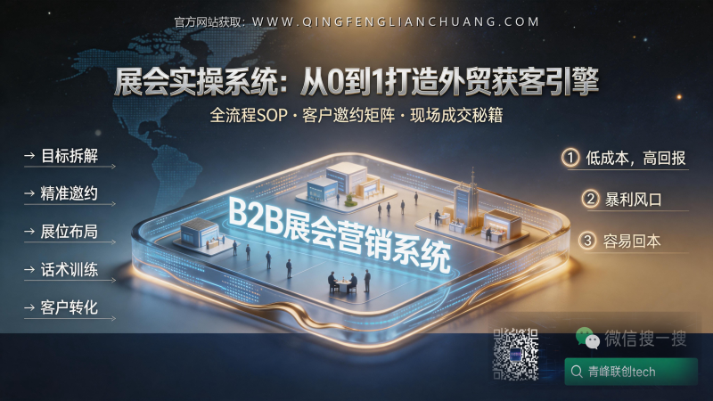 展会砸了几十万只收回一堆名片？外贸老板的“参展ROI提效系统”拆解-青峰联创 · AI与项目变现实操工坊