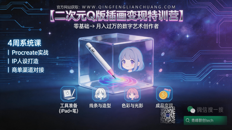 数字绘画教学深度拆解：为什么你看了100个Procreate教程，却依然画不出一张完整的QQ人？-青峰联创 · AI与项目变现实操工坊