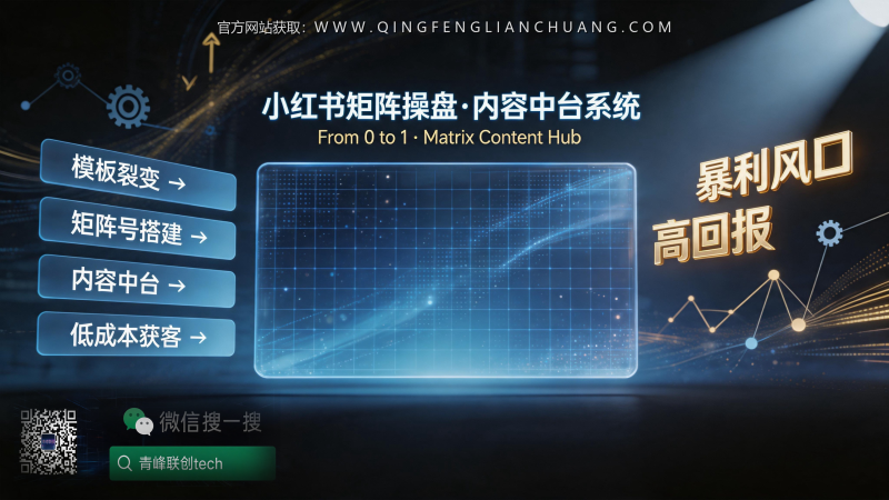 月嫂公司靠“内容中台”月入百万？拆解小红书矩阵操盘的确定性获客系统，避坑指南与SOP全公开-青峰联创 · AI与项目变现实操工坊