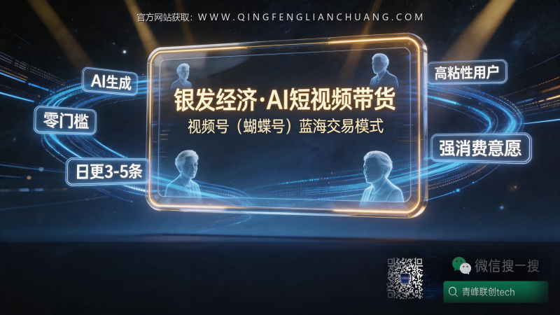 银发经济AI短视频带货，视频号蓝海里的闷声发财术，风险在哪？-青峰联创 · AI与项目变现实操工坊