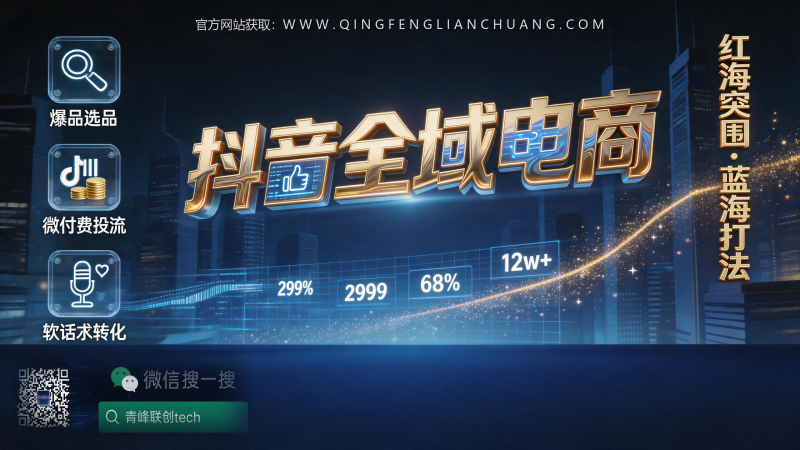 抖音全域微付费亏品起号：你花3万测试的“商品点击率25%”红线，可能只是一场认知税-青峰联创 · AI与项目变现实操工坊