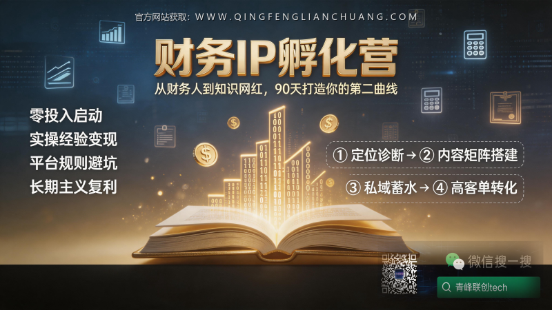 财务人别再死守账本了！揭秘“经验变现”的冷门信息差，90天从打工人变知识IP-青峰联创 · AI与项目变现实操工坊