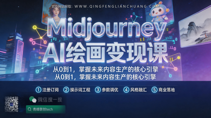 花30美元订阅Midjourney，却不会变现？别让这个AI绘画课程，变成你每月白花的“智商税”-青峰联创 · AI与项目变现实操工坊
