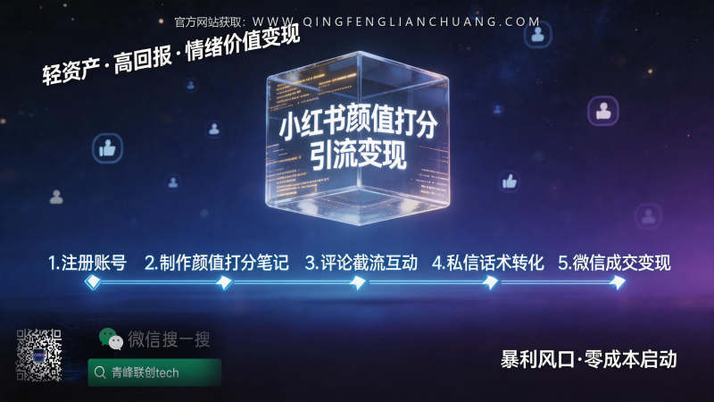 小红书颜值打分引流变现，月入3000+的真实门槛与风险：一个“情绪价值”生意的商业拆解-青峰联创 · AI与项目变现实操工坊