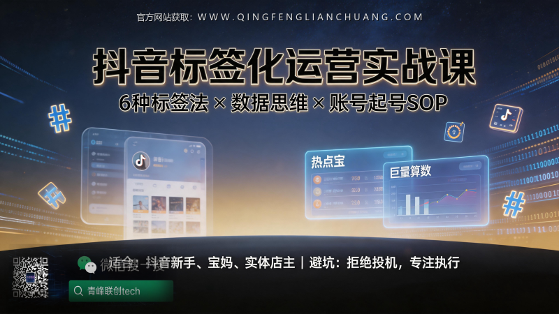 抖音“黑马账号”数据化起号，是捷径还是陷阱？揭秘6种标签法的真实门槛-青峰联创 · AI与项目变现实操工坊